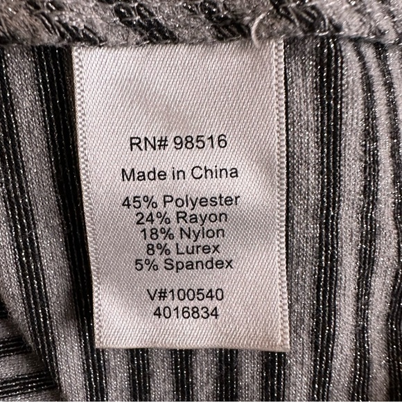 Coldwater Creek metallic silver black striped dolman sleeve top L 14 - Picture 10 of 11